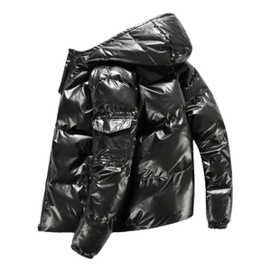 Veste d'hiver matelassée à capuche, couleur unie, personnalisable, pour homme, avec fermeture éclair et poches. - Product Image 6