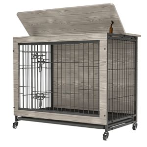 Casa para Mascotas Resistente de 23 Pulgadas, Color Gris, Material de PVC y MDF, para Perros de Raza Pequeña y Mediana, Mueble Duradero para Sala de Estar o Dormitorio - Product Image 6