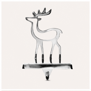 Shiny Silver Hollow Reindeer Christmas <b>Stocking</b> <b>Holder</b> for Mantel Weighted Base Metal Deer <b>Stocking</b> Hanger For Holiday Fireplace - Product Image 3