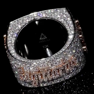 Men's Iced Out Diamond <b>Pinky</b> <b>Ring</b>, Custom Letter X <b>Ring</b>, Baguette & Round Moissanite Bling <b>Ring</b>, Hip Hop Statement Jewelry - Product Image 5