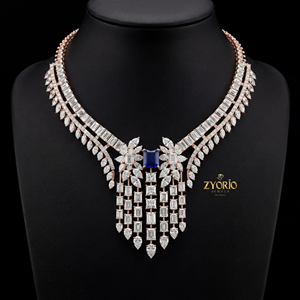 Zyorio Jewels - Collar con Colgante de Plata de Ley con Zafiro y Diamante Cultivado en Laboratorio, Diseño de Lujo para Novia, Compromiso y Boda - Product Image 4