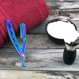 Navaja de afeitar profesional de doble filo con soporte para el dedo, plegable, para barba, cejas y bigote, diseño para barba - Product Image 6