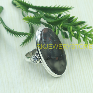 Natural Bloodstone Oval <b>Ring</b> 925 Sterling Silver Handmade <b>Statement</b> <b>Ring</b> Vintage Healing Gemstone Jewelry Gift for Women Men Her - Product Image 5