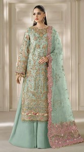 Chiffon Semi Stitched <b>Suit</b> With Embroidery And Sequin Work Traditional Indian Pakistani <b>Wedding</b> Wear For <b>Women</b> - Product Image 4
