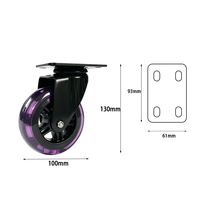 Roulettes pivotantes à plaque carrée en PU, diamètre de roue 4 pouces, avec frein, silencieuses, durables, design moderne, capacité de charge 50 kg, pour salle de sport, hôpital, salle à manger