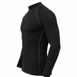 T-shirt de compression noir à manches longues pour hommes, anti-transpiration, respirant, séchage rapide, infroissable, en Spandex et Polyester extensible dans quatre directions - Product Image 2