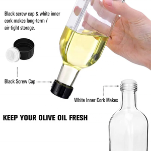Vetro trasparente distributore di olio d'oliva bottiglia di ampolla con versatori e imbuto caraffa di olio d'oliva Decanter <span class=keywords><strong>per</strong></span> contenitore olio da cucina - Product Image 5