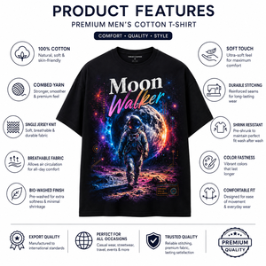 Camiseta de Manga Larga con Estampado de Astronauta Moon Walker para Hombre, Color Personalizado, Cuello Redondo, Corte Regular, Informal, 100% Algodón Jersey Terry Transpirable - Product Image 3