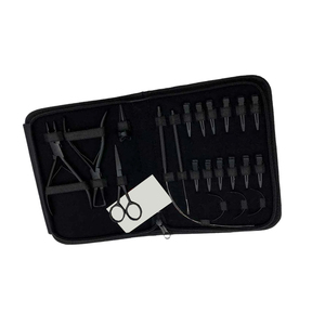 Nouvel arrivage : Kit professionnel d'outils pour extensions capillaires et perlage, comprenant pince à nouer, aiguille, pochette en cuir et outils de maquillage, haute qualité - Product Image 4
