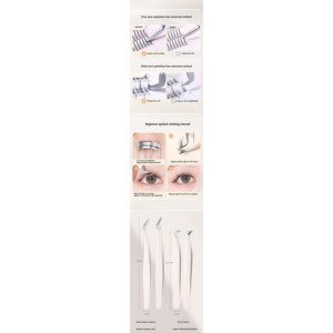 Pinzas para Extensión de Pestañas con Punta de Fibra, Pinzas de Precisión para Aislamiento de Volumen, Pinzas para Cejas con Nanotecnología, Pinzas para Pestañas de Maquillaje - Product Image 4