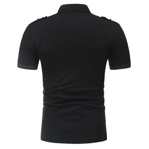 Polo de manga corta blanco para hombre con bolsillo marrón y ribete en contraste, estilo casual, corte regular, tela Oxford transpirable - Product Image 2