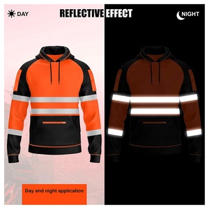 Veste de travail haute visibilité réfléchissante pour hommes, polyester noir et jaune avec bandes de sécurité pour usage industriel - Product Image 4