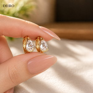 Pendientes de Aro con Diamantes en Forma de Lágrima, Chapados en Oro Amarillo de 18K, para Mujer, Joyería Vintage con Moissanita - Product Image 2