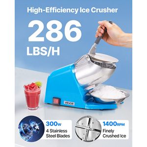 Tritaghiaccio Elettrico a 4 Lame, 129 kg/ora, in Acciaio Inossidabile, con Coperchio per la Ciotola, per la Creazione di Ghiaccio a Scaglie e Coni di Neve - Product Image 2