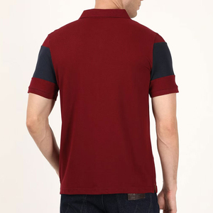เสื้อโปโลชายสีแดง แขนสั้น ผ้าคอตตอนปิเก้ สวมใส่สบาย ระบายอากาศได้ดี ดีไซน์แบบถัก - Product Image 6