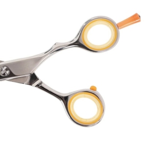 Ciseaux à effiler professionnels Harbor Industry de 6,5 pouces avec manche orange en acier inoxydable pour salon de coiffure - Product Image 3