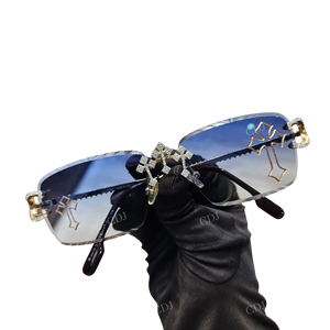 Gafas de Sol de puente en forma de cruz con tonos azules personalizados, superventas, diseño personalizado, gafas hechas a mano para proveedores indios - Product Image 1