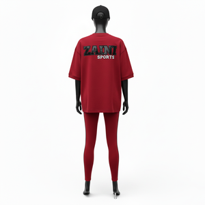 Ensemble haut et legging pour femme en coton mélangé de haute qualité, tissu extensible respirant 230 GSM, panneau latéral avec logo personnalisé, ensembles pour femmes - Product Image 2