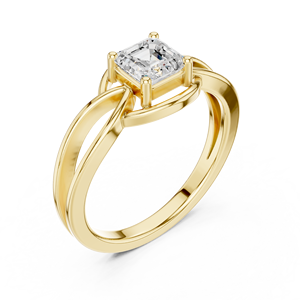 Bague de fiançailles chic et élégante en diamant de laboratoire 14K, forme classique ronde taille brillant, style ethnique pour femme - Product Image 4