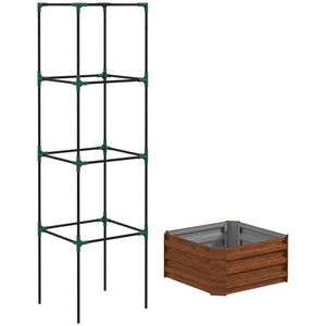 Fioriera da Interno con Supporto in Rattan 24x24x11.75, Vaso Rialzato per Giardino - Product Image 2