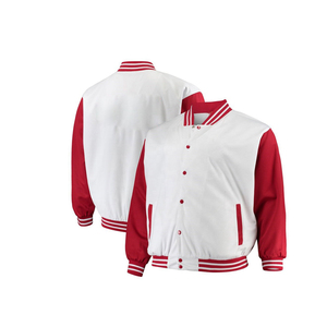 Chaqueta Universitaria Blanca y Marrón con Ribete Rojo y Logotipo Personalizado - Product Image 4