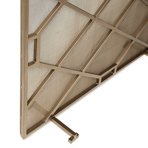 Paravent de cheminée décoratif en métal géométrique Art Déco, grille de protection résistante à la chaleur, autoportant - Product Image 3