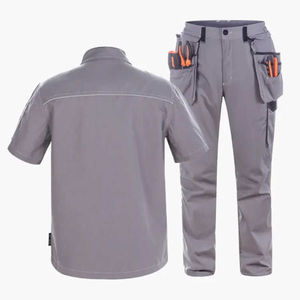 Ensemble de vêtements de travail gris industriels, veste multi-poches et pantalon cargo, uniforme professionnel d'ingénieur, équipement de chantier - Product Image 6