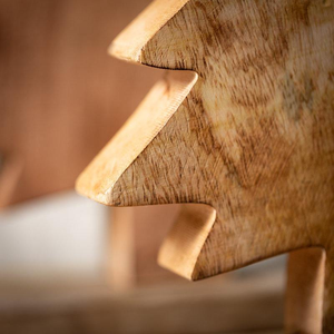 Juego de árboles de Navidad de madera de acacia natural con acabado único, decoración festiva para la sala de estar en Navidad, hecho a mano. - Product Image 3