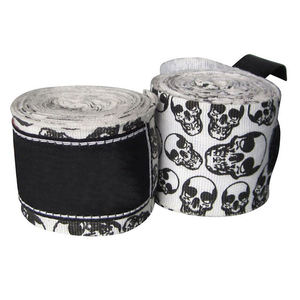Cotton Boxing Hand <b>Wraps</b> Skull Pattern <b>White</b> Black All Seasons Training Gear Comfortable - Product Image 1