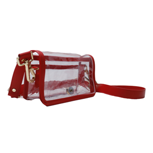 Bolso Bandolera Transparente de PVC para Mujer con Correa Roja Ajustable, Cierre Magnético, Bolso de Mano Ligero y Moderno - Product Image 2