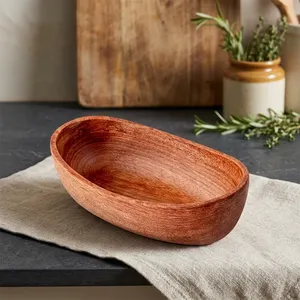 Handcrafted Wooden Oval Serving <b>Bowl</b> Solid <b>Mango</b> <b>Wood</b> Decorative Tray <b>Bowl</b> for Fruits Snacks Dry Fruits Salad Dining Table - Product Image 3