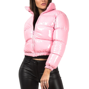 Chaqueta Acolchada Rosa para Mujer, Cierre de Cremallera Regular, Cuello con Capucha, Ropa Exterior Informal, Color Sólido, Revestimiento de Poliéster Ecológico al 70% - Product Image 4