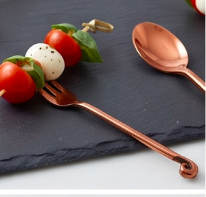 Vintage Copper Finish Metal Cutlery Set With Hook Design High <b>Mirror</b> Polish Rust Resistant Flatware For Kitchenware Use - Product Image 5