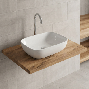 Vistaar Lavabo de comptoir ovale en céramique blanc de qualité export, pour salle de bain moderne, équipement sanitaire - Product Image 2