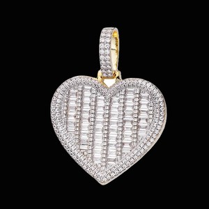 Gold Plated VVS Moissanite S925 <b>Silver</b> IGI Certified Diamond Pendants & <b>Charms</b> heart Shape Baguette Cut Diamond Pendant <b>Charms</b> - Product Image 5