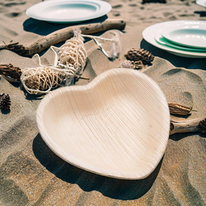 จานรูปหัวใจใบปาล์มแบบใช้แล้วทิ้ง16ซม. สำหรับงานปาร์ตี้สมัยใหม่แผ่นแบบใช้แล้วทิ้งที่เป็นมิตรต่อสิ่งแวดล้อม - Product Image 3