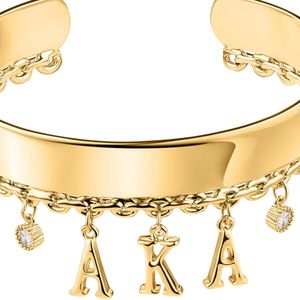 Bracelet manchette doré avec breloques lettres suspendues, élégant accessoire de mode pour femmes et jeunes filles, cadeau de fête - Product Image 2