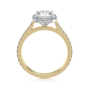 <b>Cushion</b> Cut Lab Grown Diamond Halo Engagement Ring 2.15 CTW Pave Diamond Band 14kt Rhodium Plated Solid Gold IGI Gift Party - Product Image 4