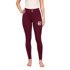 Pantalon d'équitation pour femme personnalisé, couleur bordeaux, taille haute, extensible, leggings d'équitation professionnels, culotte d'entraînement avec poche - Product Image 1