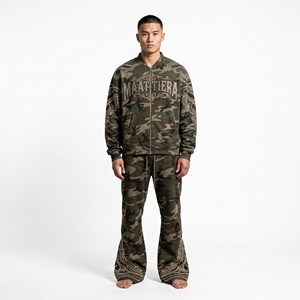 <b>Mens</b> <b>Camouflage</b> Tracksuit <b>Jacket</b> Pants Rhinestone Embroidery Custom Streetwear Sportswear Matching Set New - Product Image 1