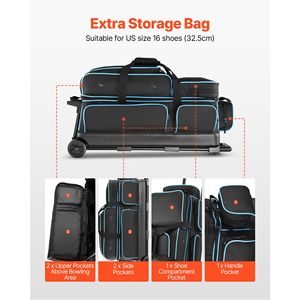 Borsa per 3 Palline da Bowling con Ruote e Scomparto Separato per Scarpe fino alla Taglia US 16 - Product Image 5