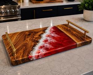 Handmade Wooden And Resin Decorative <b>Tray</b> For Elegant Dining Table Presentation And Luxury Interior Styling - Product Image 3