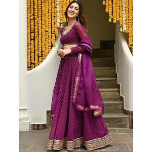 Atractivo Púrpura Leheriya Impreso Georgette Ropa festiva Lehenga Choli - Product Image 4