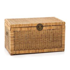 Vietnam factory directly <b>rectangular</b> wicker weave trunk with brass clasp vintage style rattan <b>storage</b> trunk with lid wholesales - Product Image 2