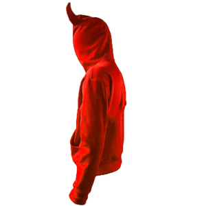 Sudadera con Capucha Roja para Hombre, Diseño 2026, Cierre Completo con Cremallera, Cuernos de Diablo, Logotipo Personalizado, Manga Larga, Transpirable, Ecológica, para Invierno - Product Image 3