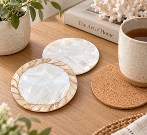 Juego de Posavasos de Concha de Capiz Hechos a Mano, Estilo Bohemio, Ecológicos - Regalo de Recuerdo e Ideas de Regalo Naturales para el Hogar - Product Image 2