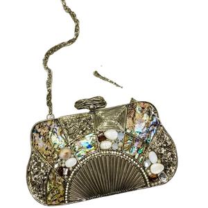 Designer Handmade Brass MOP <b>Clutches</b> Mother of Pearl Evening <b>Bags</b> <b>for</b> <b>Weddings</b> and Parties <b>for</b> Bridal and Bridesmaids - Product Image 1