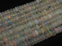 Nouvel Arrivage en Gros : Perles Rondelles Lisses en Opale Naturelle d'Éthiopie, 3-6MM, Effet Multi-Feu, Pierres Polies en Vrac, Fil de 16 Pouces