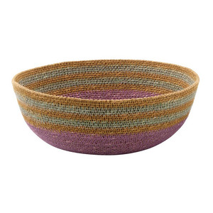 Corbeille à fruits ronde en jonc de mer tressé à la main, multicolore, écologique, pour la décoration de table, vente en gros - Product Image 2