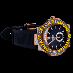 Montre au design attrayant avec boîtier carré, sertissage clos, diamant Moissanite, date automatique et cadran chronographe, bracelet en caoutchouc noir - Product Image 2